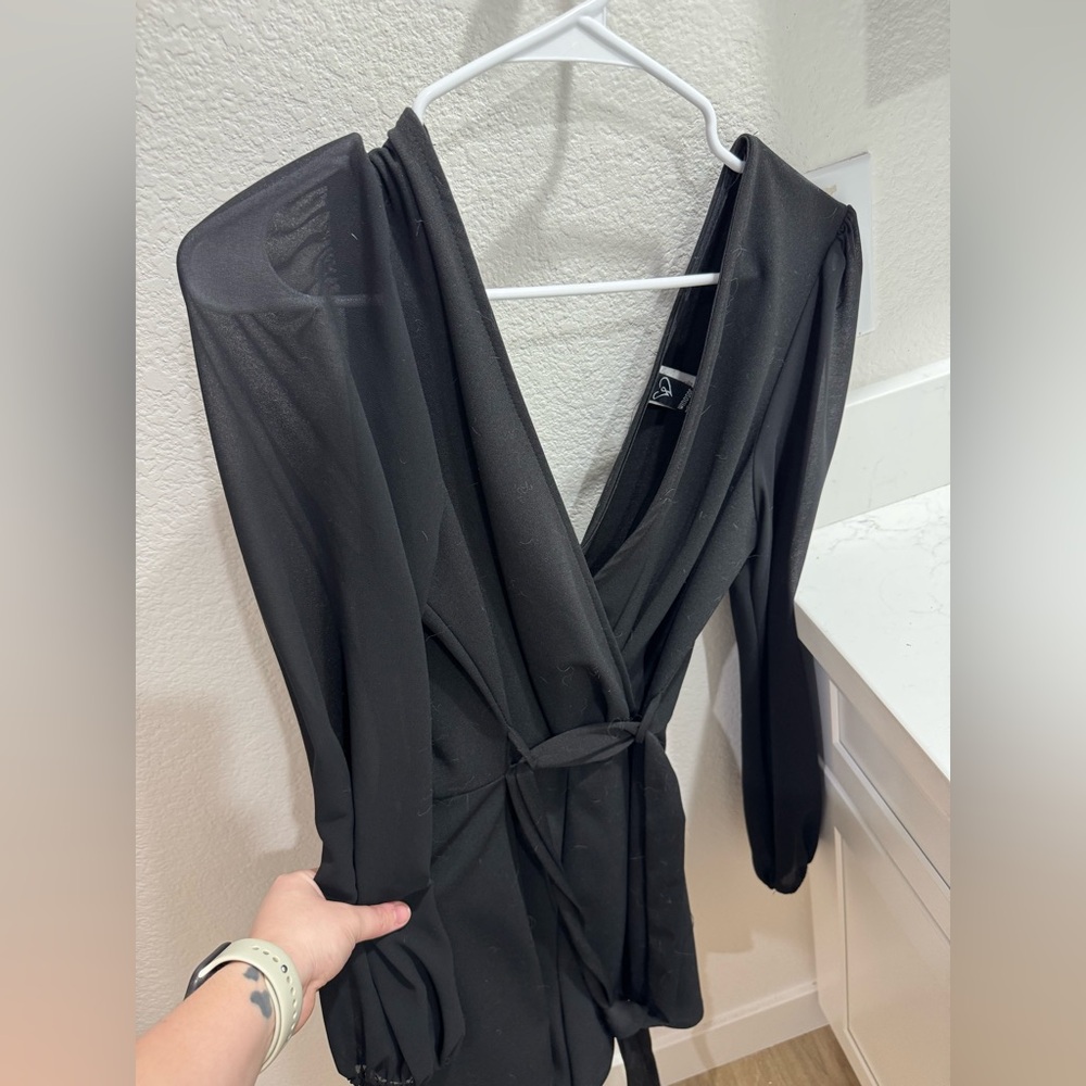 Windsor Classic Black Long Sleeve Romper (Mesh Sleeves)